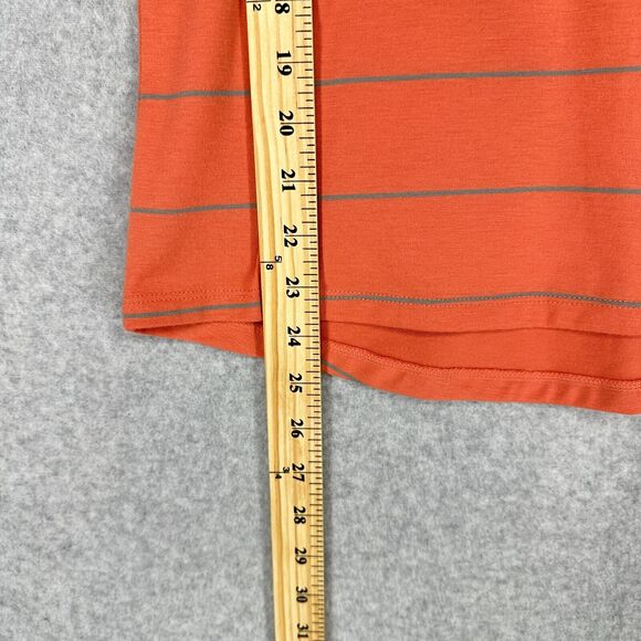 Mountain Hardwear Shirt Womens XS Coral Pink Gray Striped Double V Neck - Picture 7 of 11